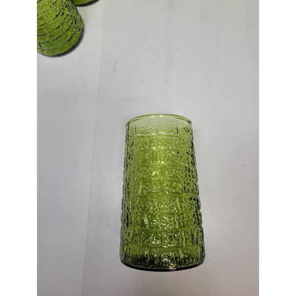 Vintage Bartlett Collins Brick Road Green Glass Pitcher & 4 Tumblers, MCM - Picture 2 of 6